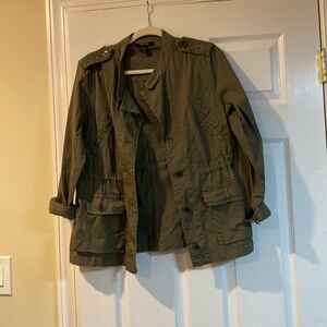 Olive green gathered waist jacket shacket Size MP